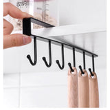 (Pack of 2) 6 Hooks Metal hanger, Storage Shelf Wardrobe Cabinet Metal Under Shelves Mug Cup Hanger Kitchen Organizer Rack Holder