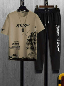 Track Suit Trendy Two-Piece Streetwear Set (T-Shirt & Trouser)